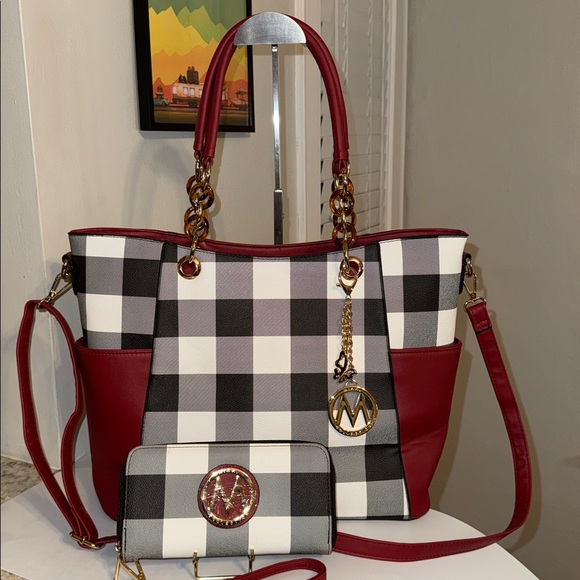 Mkf Collection Handbags - MKF Collection Mia K Bonita Checker Women's Tote & Wallet Set